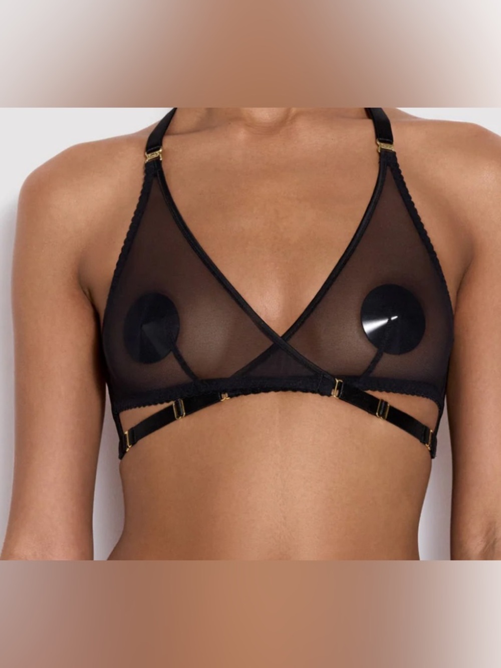 Bordelle. ART DECO MESH WRAP BRA BLACK in Small - Picture 3 of 9